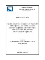 Nghiên cứu tác động của cấu trúc vốn đến hiệu quả tài chính của các doanh nghiệp chế biến thực phẩm niêm yết trên thị trường chứng khoán việt nam 