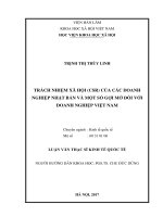 Trách nhiệm xã hội (CSR) của các doanh nghiệp Nhật Bản và một số gợi mở đối với doanh nghiệp Việt Nam (LV thạc sĩ)