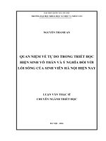Quan niệm về tự do trong Triết học hiện sinh vô thần và ý nghĩa đối với lối sống của sinh viên Hà Nội hiện nay