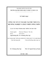 Công tác xử lý tài liệu tại thư viện của Bộ Nông nghiệp và Phát triển nông thôn