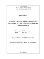Giải pháp chính sách phát triển cán bộ, công chức từ thực tiễn địa bàn huyện Thọ Xuân  tỉnh Thanh Hóa