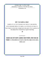 Chất lượng sản phẩm, mức độ an toàn và xây dựng thương hiệu nông sản