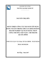 Hoàn thiện công tác bảo đảm tín dụng bằng tài sản trong cho vay khách hàng doanh nghiệp tại ngân hàng TMCP công thương việt nam   chi nhánh quảng bình 