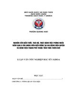 Luận văn TN BS Y khoa - Kiến thức, thái độ và thực hành việc  phòng ngừa viêm gan B của nhân viên điều dưỡng tại hai bệnh viện huyện và bệnh viện thành phố thuộc tỉnh Thừa Thiên Huế (FULL)