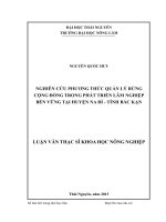 Nghiên Cứu Phương Pháp Quản Lý Rừng Cộng Đồng Trong Phát Triển Lâm Nghiệp Bền Vững Tại Huyện Na Rì - Tỉnh Bắc Kạn
