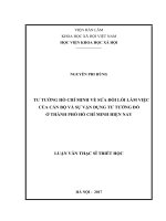 Tư tưởng hồ chí minh về sửa đổi lối làm việc của cán bộ và sự vận dụng tư tưởng đó ở thành phố hồ chí minh hiện nay