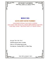 Skkn Giải pháp nâng cao chất lượng dạy học thể thao tự chọn môn Bóng chuyền cho học sinh  trường THPT Lý Nhân Tông