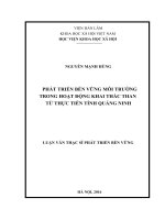 Phát triển bền vững môi trường trong hoạt động khai thác than từ thực tiễn tỉnh quảng ninh