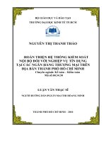 Hoàn thiện hệ thống kiểm soát nội bộ đối với nghiệp vụ tín dụng tại các ngân hàng thương mại tên địa bàn TPHCM 