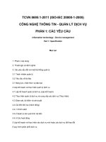 TCVN 8695:2011 (ISOIEC 2000012005) CÔNG NGHỆ THÔNG TIN  QUẢN LÝ DỊCH VỤ  PHẦN 1: CÁC YÊU CẦU