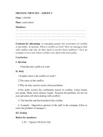 BÀI THẢO LUẬN TIẾNG ANH in managing people, the occurrence of conflict is inevitable. In opinion, What is conflict at work? How do managers deal with conflict and why do they need to resolve these problem ? Give an example of an event where conflict were 