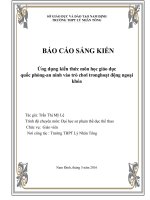 Skkn ứng dụng kiến thức môn học giáo dục quốc phòng an ninh vào trò chơi tronghoạt động ngoại khóa 