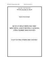 Quản Lý Hoạt Động Dạy Học Môn Tiếng Anh Ở Trường Cao Đẳng Công Nghệ Thái Nguyên