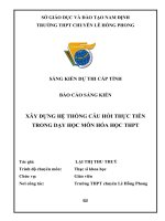 SÁNG KIẾN XÂY DỰNG HỆ THỐNG CÂU HỎI THỰC TIỄN TRONG DẠY HỌC MÔN HÓA HỌC THPT