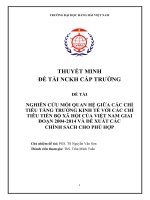 NGHIÊN CỨU MỐI QUAN HỆ GIỮA CÁC CHỈ TIÊU TĂNG TRƯỞNG KINH TẾ VỚI CÁC CHỈ TIÊU TIẾN BỘ XÃ HỘI CỦA VIỆT NAM GIAI ĐOẠN 2004-2014 VÀ ĐỀ XUẤT CÁC CHÍNH SÁCH CHO PHÙ HỢP