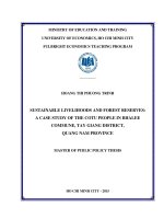 Sustainable livelihoods and forest reserves acase study of the cotu people in bhalee commune, tay giang district, quang nam province 