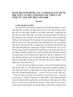 LUẬN văn tốt NGHIỆP   ĐẢNG bộ TỈNH ĐỒNG NAI LÃNH đạo xây DỰNG đội NGŨ cán bộ CHỦ CHỐT cấp TỈNH từ năm 1997 đến năm 2008