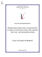 Mở rộng cho vay khách hàng cá nhân tại Ngân hàng TMCP công thương Viẹt Nam, chi nhánh Hà Đông Hà Nội