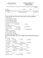 Đề kiểm tra 45 phút môn Tiếng Anh lớp 8 năm học 2015  2016 (Đề số 1)