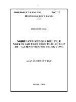 Nghiên Cứu Kết Quả Điều Trị U Nguyên Bào Thận Theo Phác Đồ Siop 2001 Tại Bệnh Viện Nhi Trung Ương