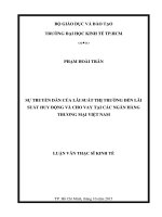 Sự truyền dẫn của lãi suất thị trường đến lãi suất huy động và cho vay tại các ngân hàng thương mại việt nam 