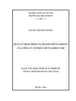 Quản lý hoạt động tự doanh chứng khoán của công ty cổ phần chứng khoán MB (tt) 