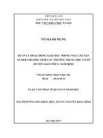 Quản lý hoạt động giáo dục phòng ngừa tệ nạn xã hội cho học sinh các trường trung học cơ sở huyện giao thủy, tỉnh nam định