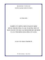 Nghiên cứu những nhân tố quyết định đến sự thành công của dự án đường thủy sử dụng nguồn vốn ODA tại thành phố hồ chí minh và các tỉnh đồng bằng sông cửu long 