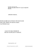 Đánh giá hiệu quả sử dụng vốn ngân sách nhà nước trong xây dựng cơ bản tại tỉnh bắc kạn