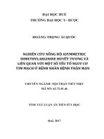Nghiên cứu nồng độ asymmetric dimethylarginine và mối liên quan giữa asymmetric dimethylarginine vón một số yếu to nguy cơ tim mạch ở bệnh nhân suy thận mạn (TT)