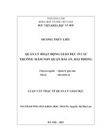 Quản lý hoạt động giáo dục ở các trường mầm non quận hải an, hải phòng 