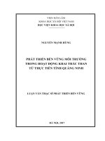 Phát triển bền vững môi trường trong hoạt động khai thác than từ thực tiễn tỉnh quảng ninh 