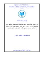 Ảnh hưởng của giá trị thương hiệu đến quyết định lựa chọn ngân hàng thanh toán quốc tế đối với các doanh nghiệp xuất nhập khẩu trên địa bàn TP  hồ chí minh 