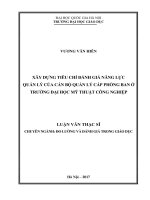 Xây dựng tiêu chí đánh giá năng lực quản lý của cán bộ quản lý cấp phòng ban ở trường đại học mỹ thuật công nghiệp 