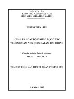 Quản lý hoạt động giáo dục ở các trường mầm non quận hải an, hải phòng tt 