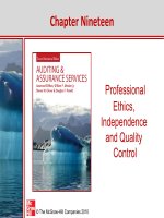 Lecture Auditing and assurance services (Second international edition)  Chapter 19 Professional ethics, independence and quality control