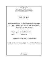 Quản lý kiểm tra – đánh giá kết quả học tập của học sinh trường Trung học phổ thông Hồng Quang, Hải Dương