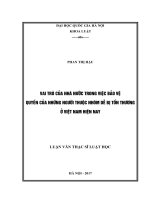 Vai trò của nhà nước trong việc bảo vệ quyền của những người thuộc nhóm dễ bị tổn thương ở việt nam hiện nay (Tóm tắt, trích đoạn)