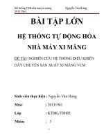 BÀI tập lớn hệ THỐNG tự ĐỘNG hóa  BKA NHÀ máy XI MĂNG đề tài   NGHIÊN cứu hệ THỐNG điều KHIỂN     dây CHUYỀN sản XUẤT XI MĂNG VCM