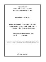 Phát triển bền vững môi trường trong hoạt động khai thác than từ thực tiễn tỉnh quảng ninh tt 