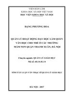 Quản lý hoạt động dạy học làm quen văn học cho trẻ ở các trường mầm non quận thanh xuân, hà nội tt 