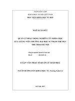 Quản lý hoạt động nghiên cứu khoa học của giảng viên trường đại học sư phạm thể dục thể thao hà nội 