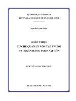 Hoàn thiện cơ chế quản lý vốn tập trung tại ngân hàng TMCP sài gòn 