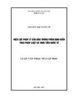 Hiệu lực pháp lý của Đảo trong phân định biển theo Pháp luật và thực tiễn quốc tế Luận văn ThS. Luật