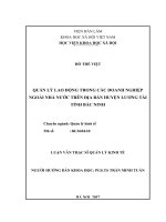 Quản lý lao động trong các doanh nghiệp ngoài nhà nước trên địa bàn huyện lương tài, tỉnh bắc ninh 
