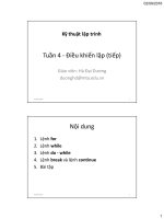 Bài giảng Kỹ thuật lập trình Điều khiển lặp (tiếp)  GV. Hà Đại Dương