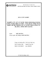 Nghiên cứu xử lý nước thải sinh hoạt bằng công nghệ SBR cải tiến   ứng dụng tính toán thiết kế hệ thống xử lý nước thải cty dụ đức, tỉnh tiền giang 