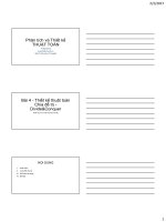 Bài giảng Phân tích thiết kế giải thuật Thiết kế thuật toán  Chia để trị  GV. Hà Đại Dương