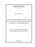 Quản lý nhà nước trong lĩnh vực đấu thầu các dự án đầu tư ở ban quản lý dự án, tổng cục hậu cần   kỹ thuật, bộ công an (tt) 