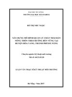 tóm tắt Xây dựng mô hình quản lý chất thải rắn nông thôn theo hướng bền vững tại huyện Hòa Vang, thành phố Đà Nẵng